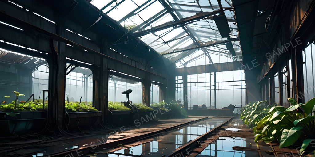 【2k背景素材】退廃サイバーパンク 廃墟プラント|10枚セット