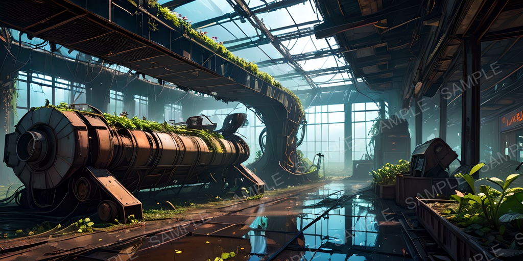 【2k背景素材】退廃サイバーパンク 廃墟プラント|10枚セット