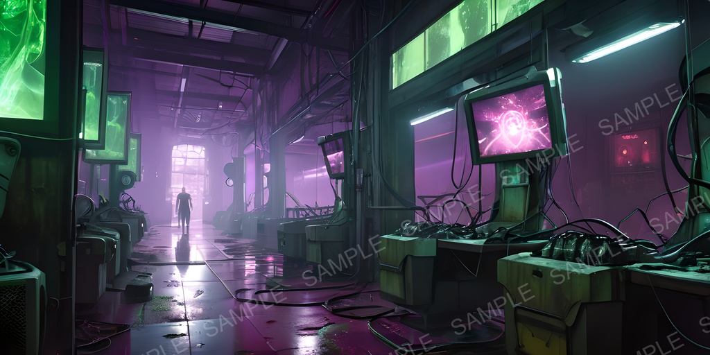 【2k背景素材】退廃サイバーパンク サイボーグ製造工場跡|10枚セット