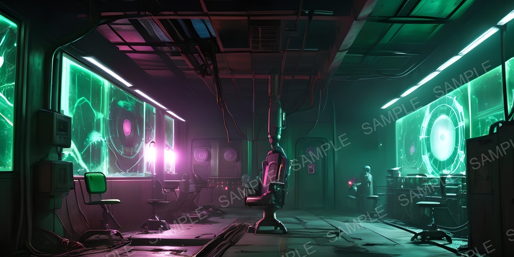 【2k背景素材】退廃サイバーパンク サイボーグ製造工場跡|10枚セット