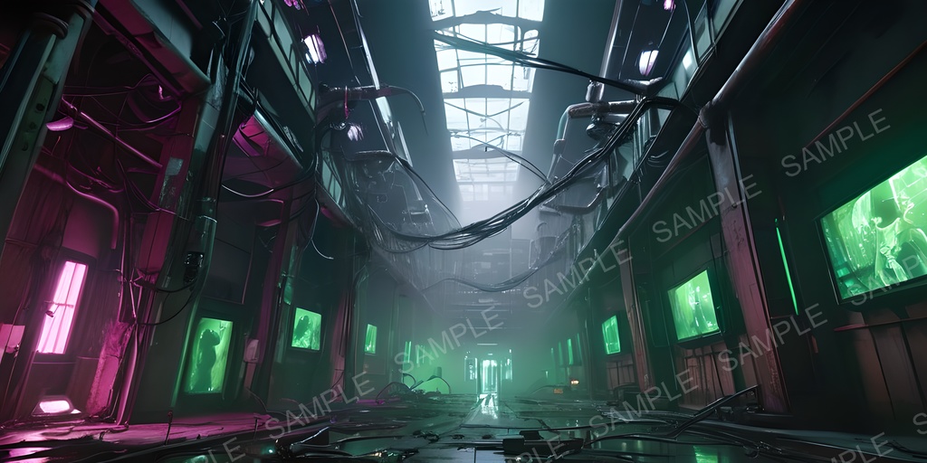 【2k背景素材】退廃サイバーパンク サイボーグ製造工場跡|10枚セット