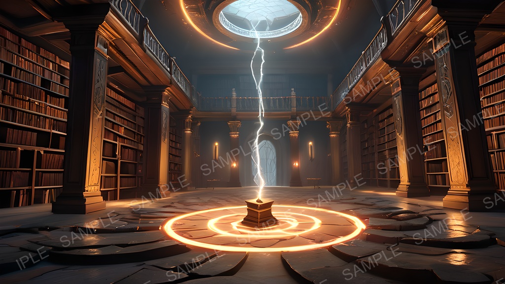 【2k背景素材】中世ファンタジー 魔導図書館崩壊跡|10枚セット