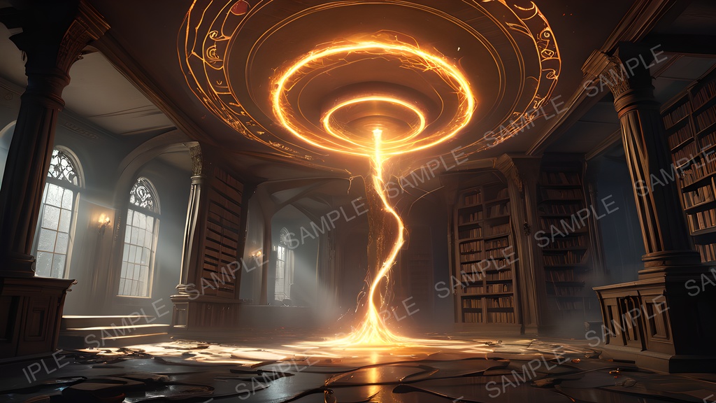 【2k背景素材】中世ファンタジー 魔導図書館崩壊跡|10枚セット