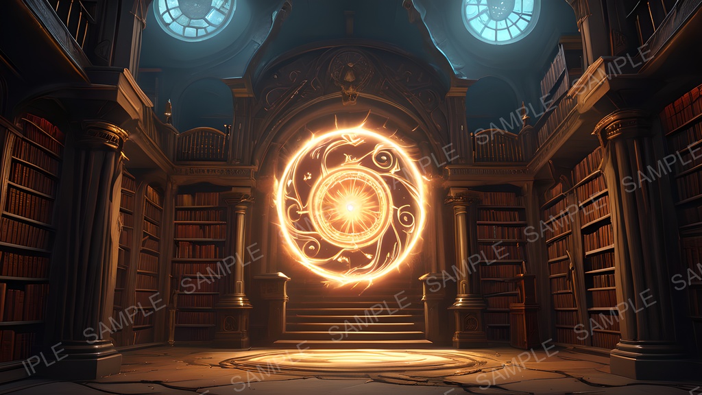 【2k背景素材】中世ファンタジー 魔導図書館崩壊跡|10枚セット