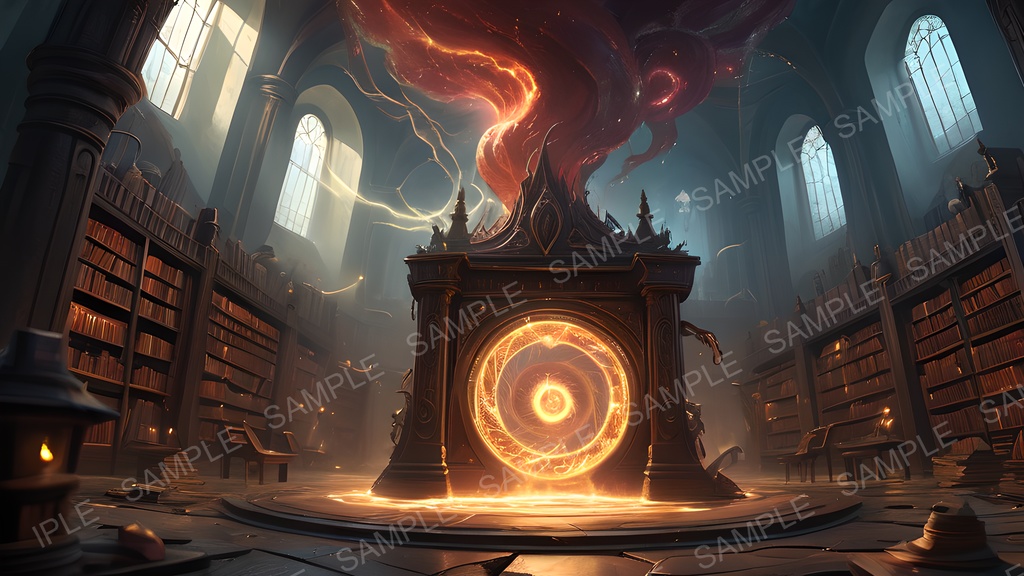 【2k背景素材】中世ファンタジー 魔導図書館崩壊跡|10枚セット