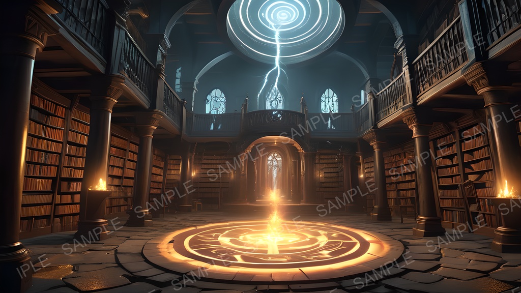 【2k背景素材】中世ファンタジー 魔導図書館崩壊跡|10枚セット