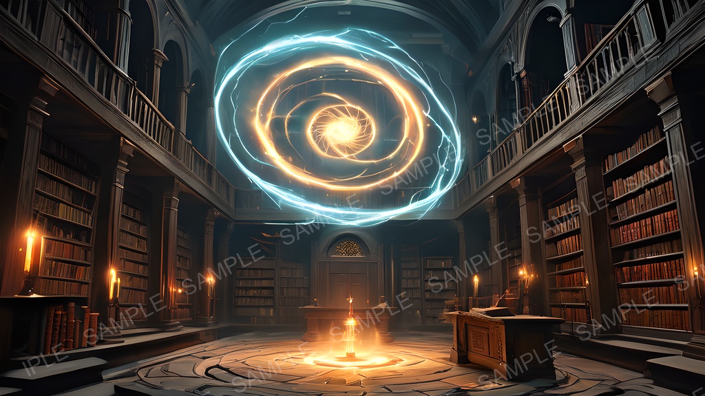 【2k背景素材】中世ファンタジー 魔導図書館崩壊跡|10枚セット