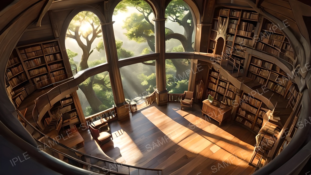 【2k背景素材】中世ファンタジー 樹心の大図書館|10枚セット