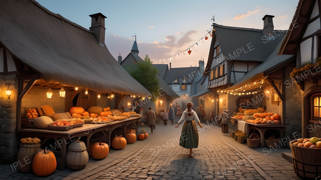 【2k背景素材】中世ファンタジー 村の収穫祭広場|10枚セット