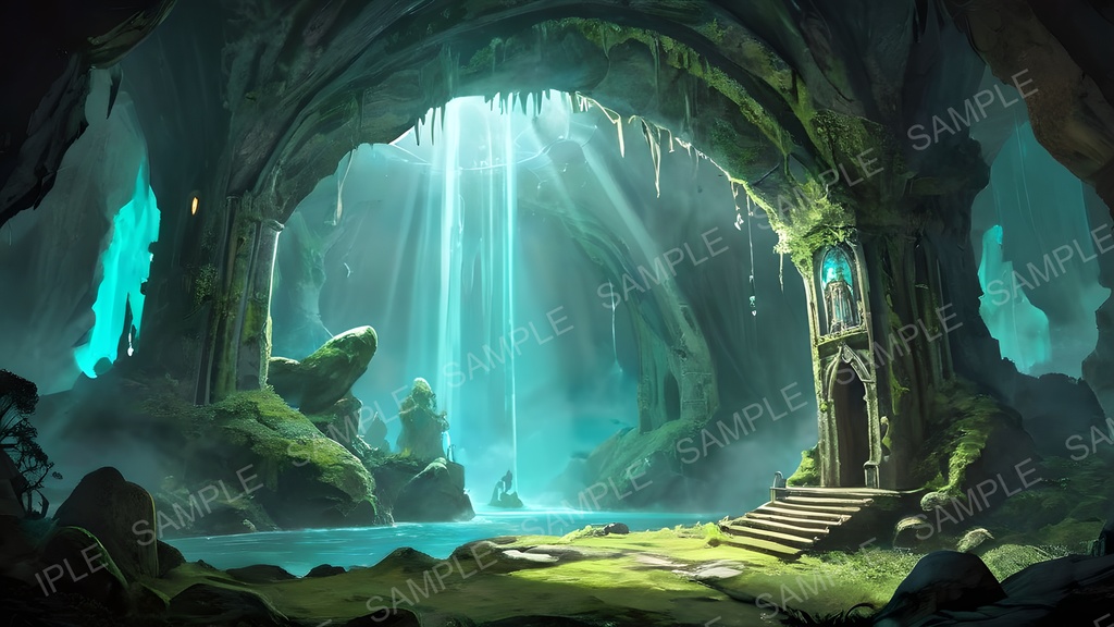 【2k背景素材】中世ファンタジー|地下聖域 荘厳なる眠りの祭壇|10枚セット