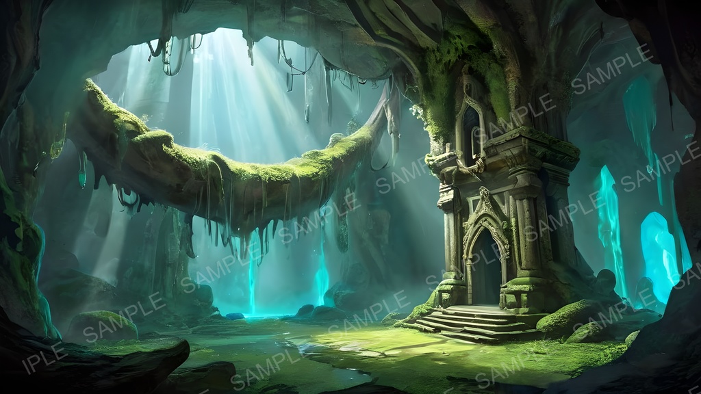 【2k背景素材】中世ファンタジー|地下聖域 荘厳なる眠りの祭壇|10枚セット