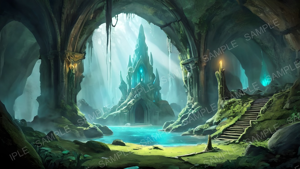 【2k背景素材】中世ファンタジー|地下聖域 荘厳なる眠りの祭壇|10枚セット