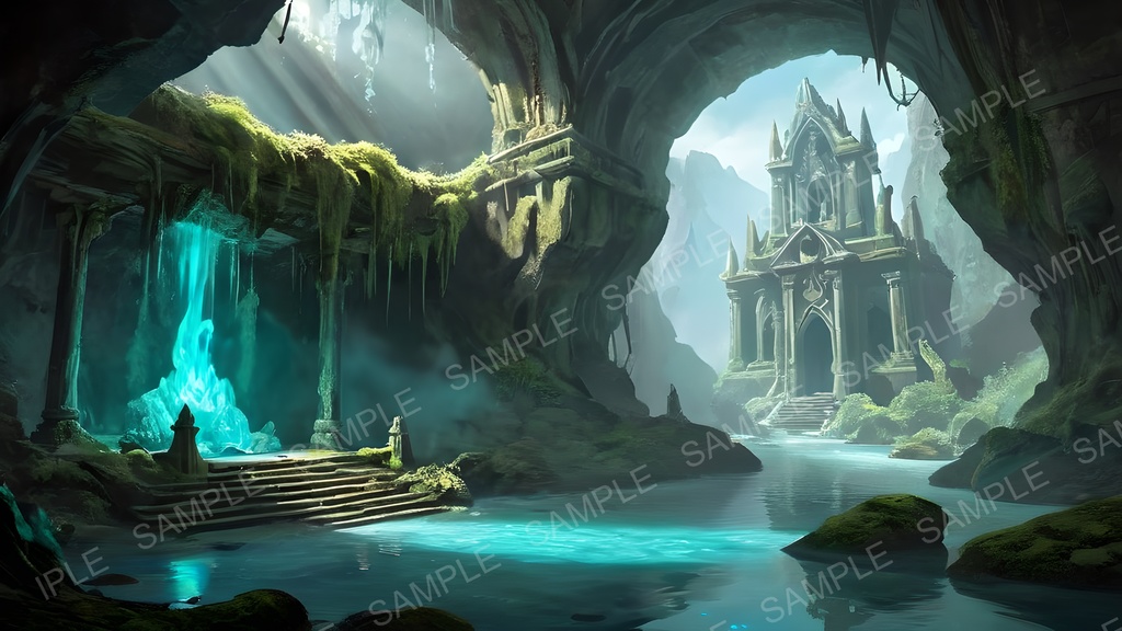 【2k背景素材】中世ファンタジー|地下聖域 荘厳なる眠りの祭壇|10枚セット