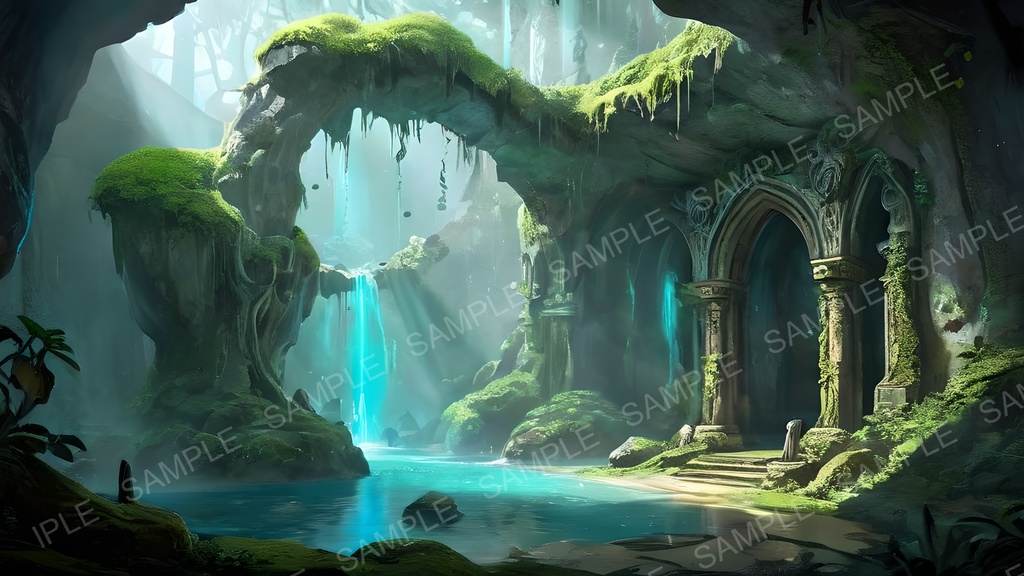 【2k背景素材】中世ファンタジー|地下聖域 荘厳なる眠りの祭壇|10枚セット