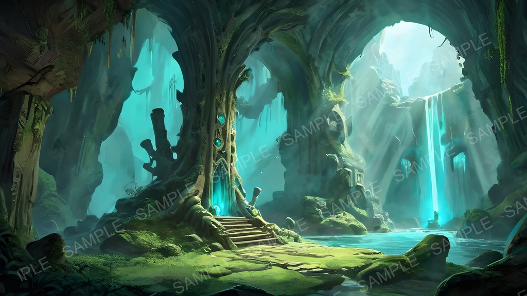 【2k背景素材】中世ファンタジー|地下聖域 荘厳なる眠りの祭壇|10枚セット