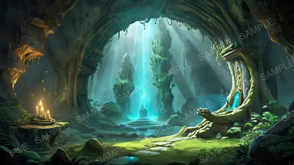 【2k背景素材】中世ファンタジー|地下聖域 荘厳なる眠りの祭壇|10枚セット