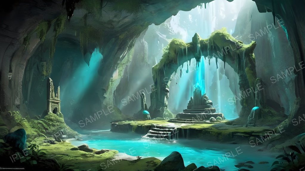 【2k背景素材】中世ファンタジー|地下聖域 荘厳なる眠りの祭壇|10枚セット