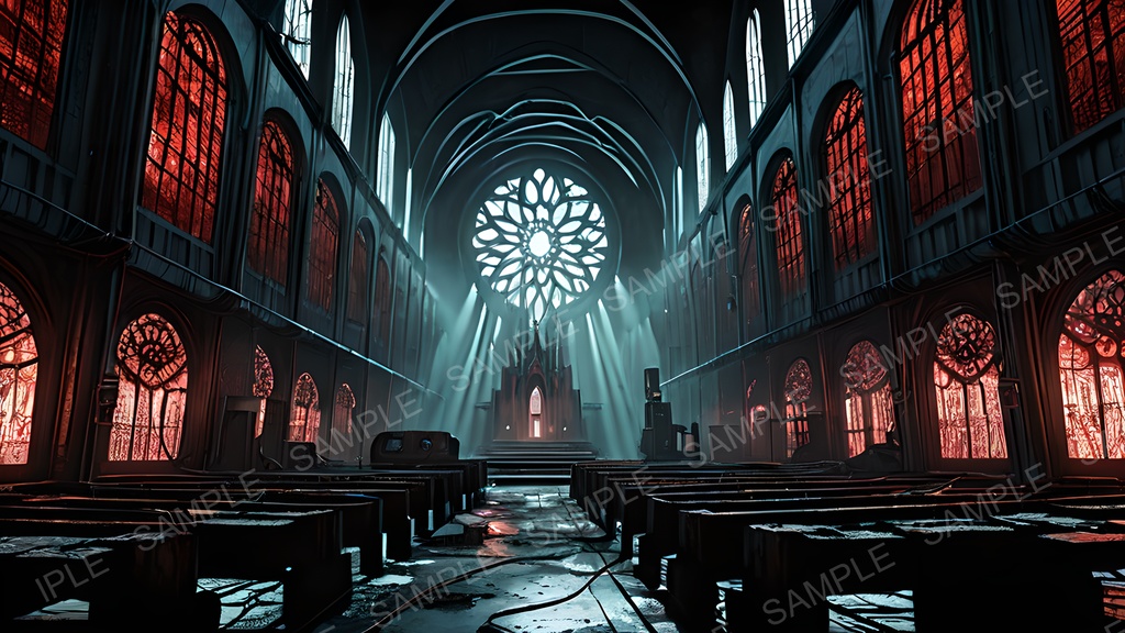 【2k背景素材】退廃サイバーパンク 電脳聖堂跡|10枚セット