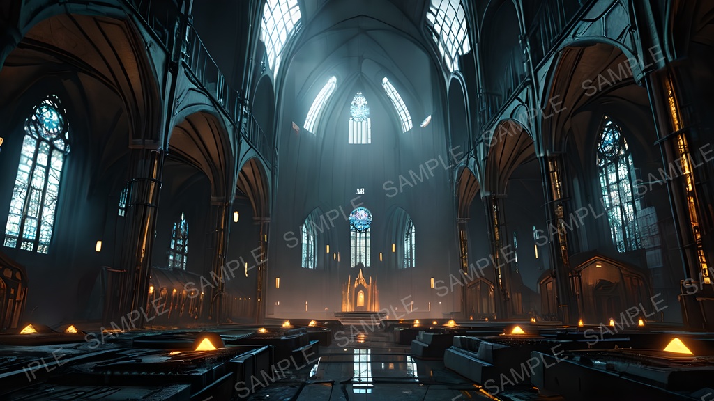 【2k背景素材】退廃サイバーパンク 電脳聖堂跡|10枚セット