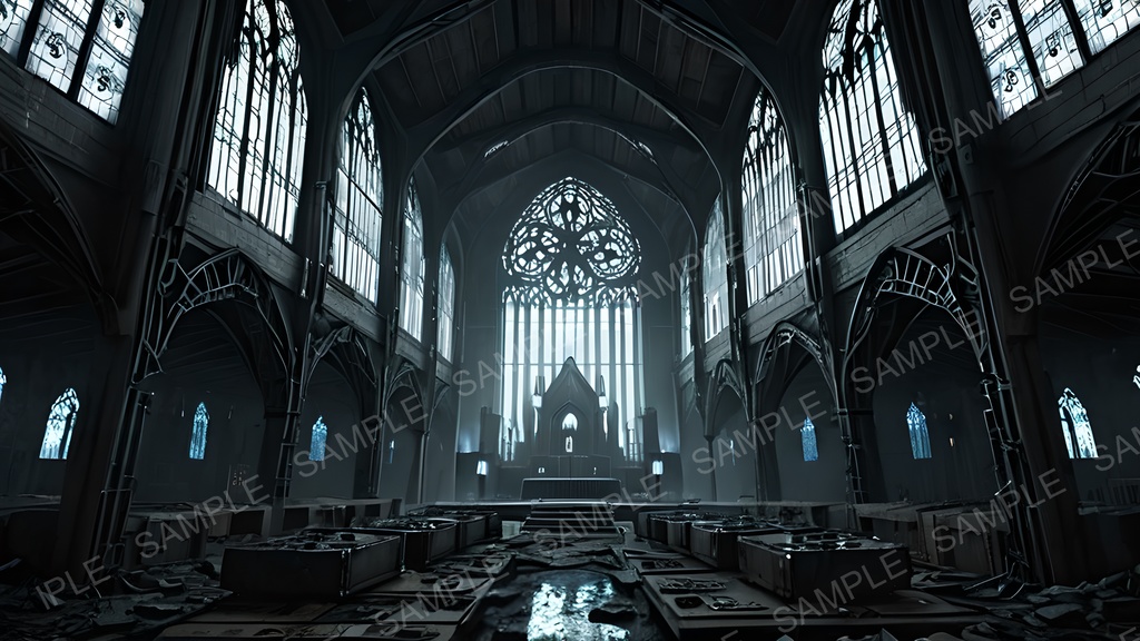 【2k背景素材】退廃サイバーパンク 電脳聖堂跡|10枚セット