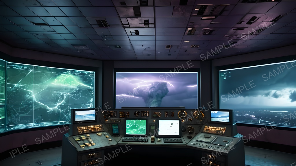 【2k背景素材】退廃サイバーパンク 気象制御塔・管制室|10枚セット