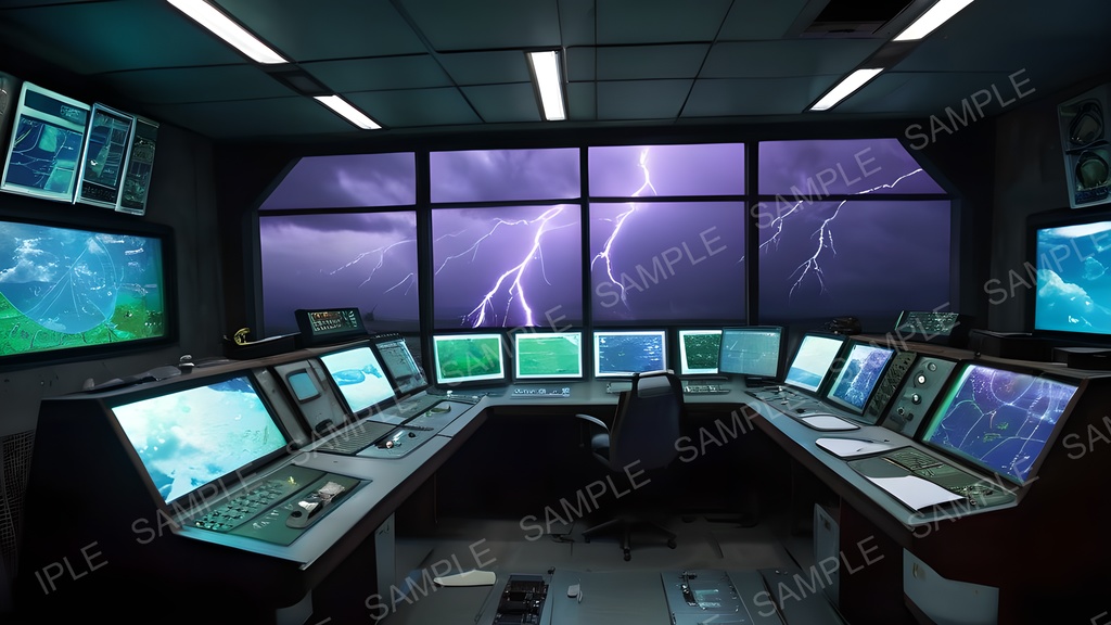 【2k背景素材】退廃サイバーパンク 気象制御塔・管制室|10枚セット
