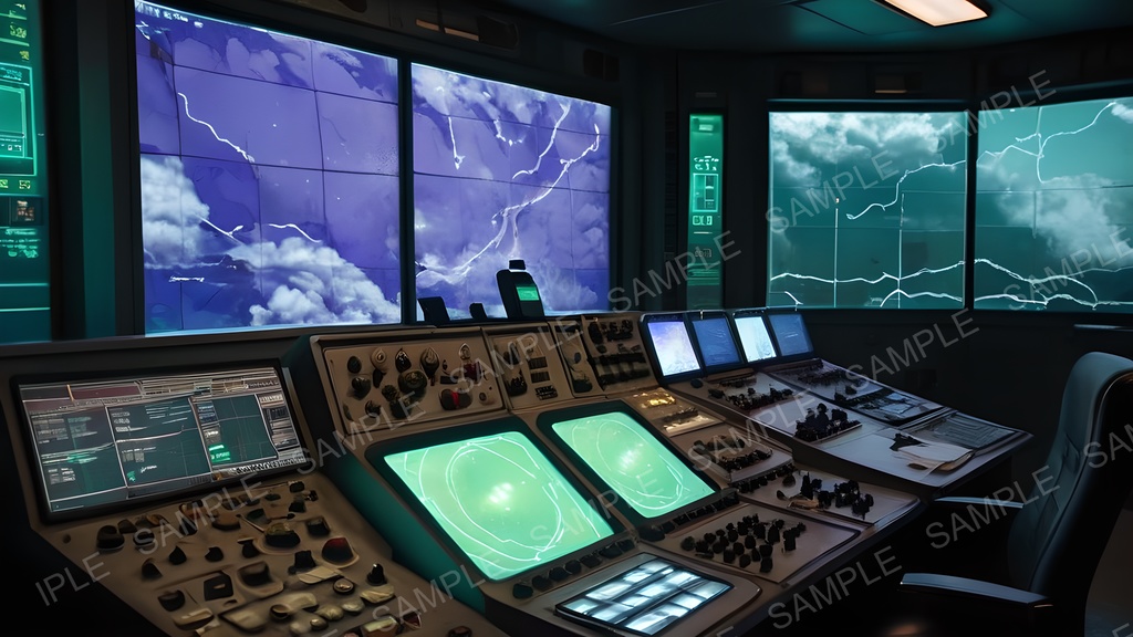 【2k背景素材】退廃サイバーパンク 気象制御塔・管制室|10枚セット