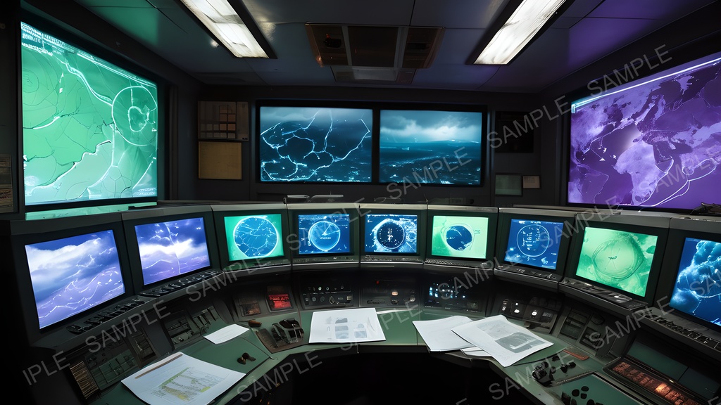【2k背景素材】退廃サイバーパンク 気象制御塔・管制室|10枚セット