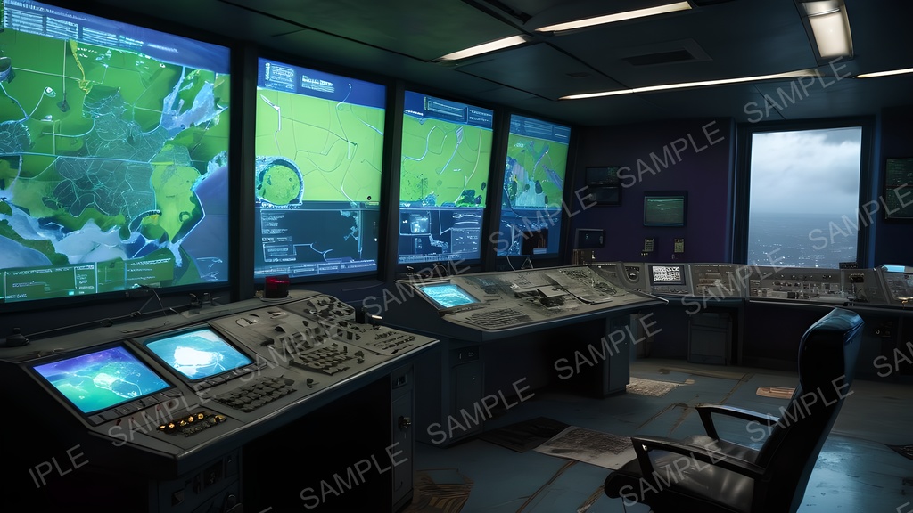 【2k背景素材】退廃サイバーパンク 気象制御塔・管制室|10枚セット