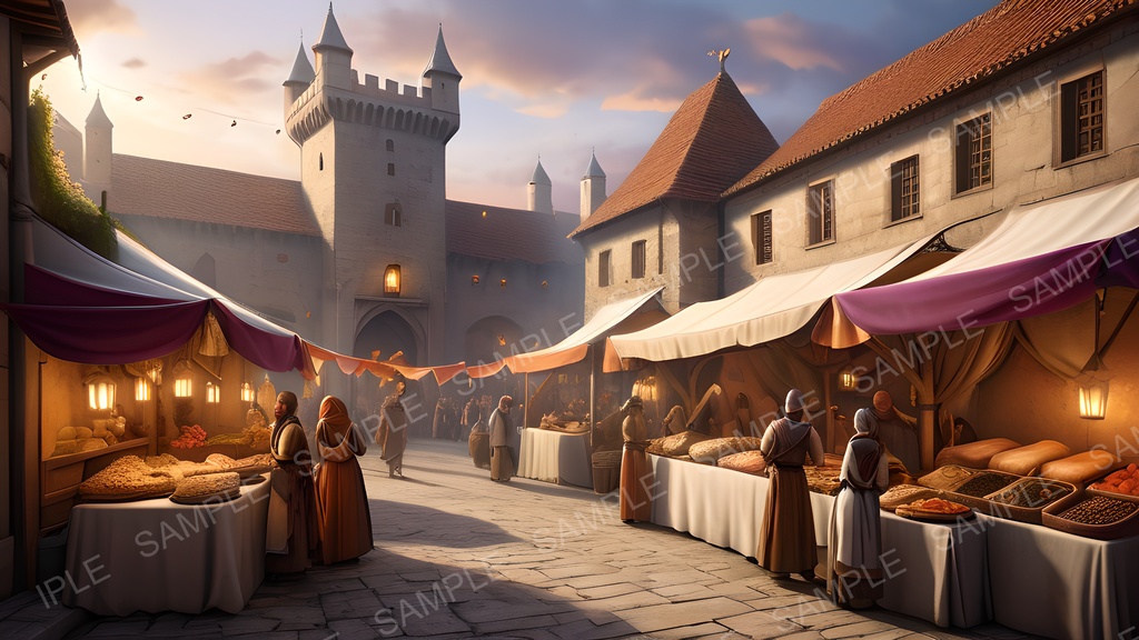 【2k背景素材】中世ファンタジー 交易都市の収穫祭|10枚セット