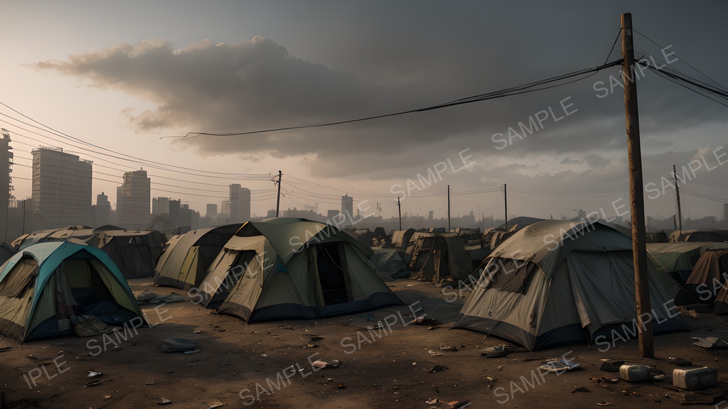 【2k背景素材】退廃サイバーパンク|逃亡者キャンプの廃墟|10枚セット