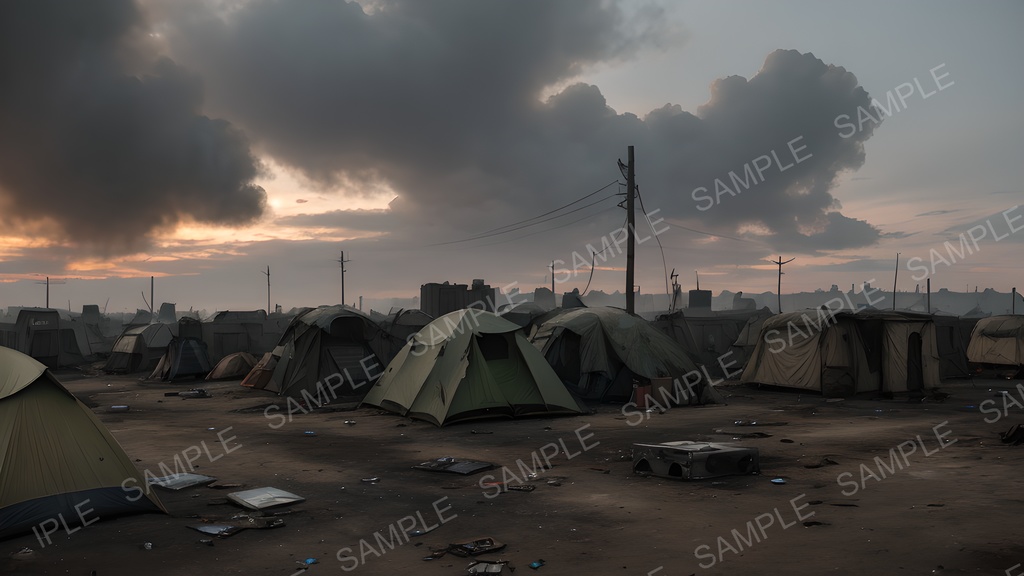 【2k背景素材】退廃サイバーパンク|逃亡者キャンプの廃墟|10枚セット