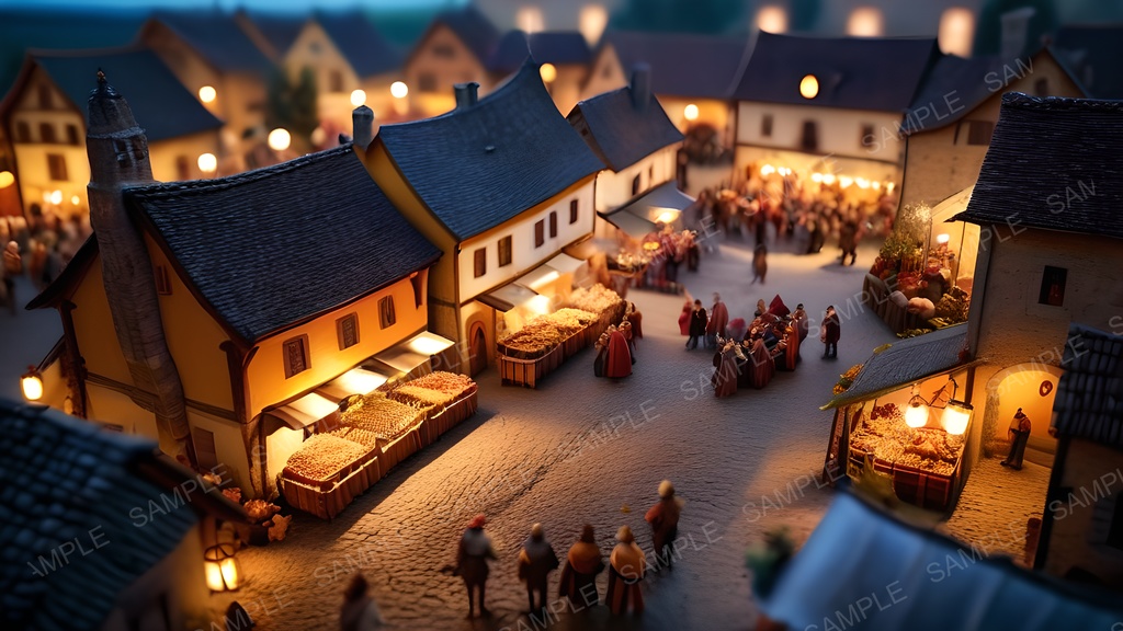 【2k背景素材】中世ファンタジー|夜の収穫祭広場|10枚セット