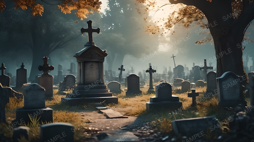 【2k背景素材】退廃ファンタジー|静寂と朽廃の霊園景観|10枚セット