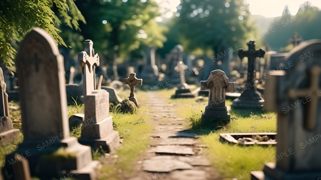 【2k背景素材】退廃ファンタジー|静寂と朽廃の霊園景観|10枚セット