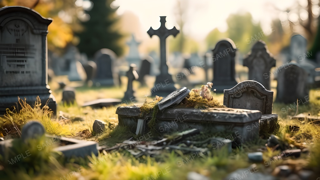 【2k背景素材】退廃ファンタジー|静寂と朽廃の霊園景観|10枚セット