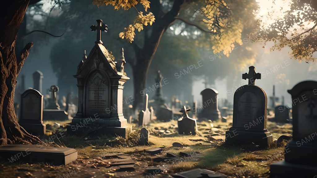 【2k背景素材】退廃ファンタジー|静寂と朽廃の霊園景観|10枚セット