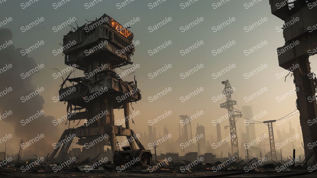 退廃サイバーパンク|焼け落ちた監視塔跡