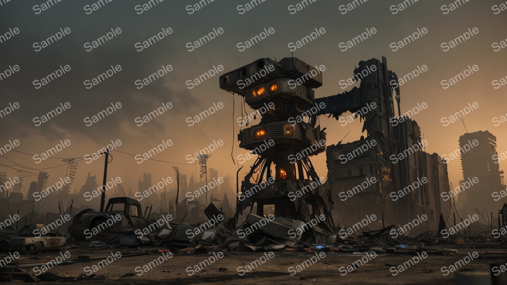 退廃サイバーパンク|焼け落ちた監視塔跡