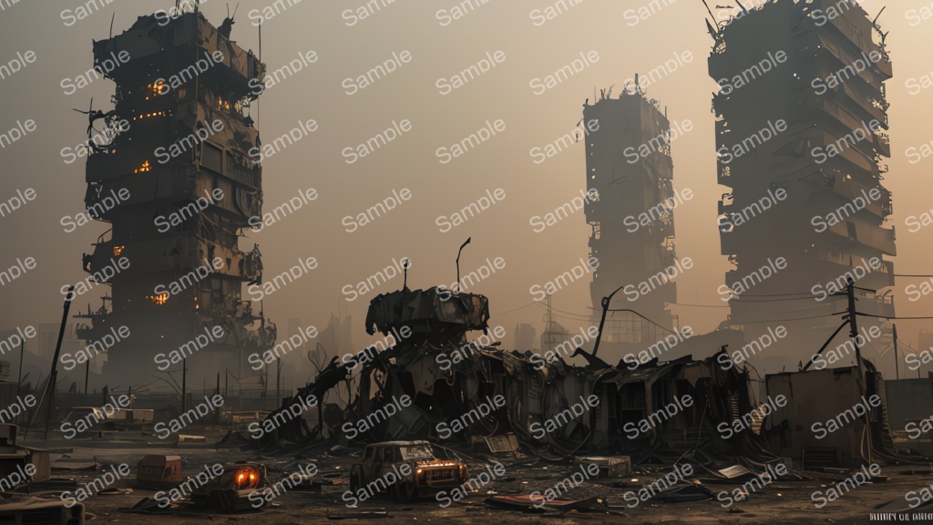 退廃サイバーパンク|焼け落ちた監視塔跡