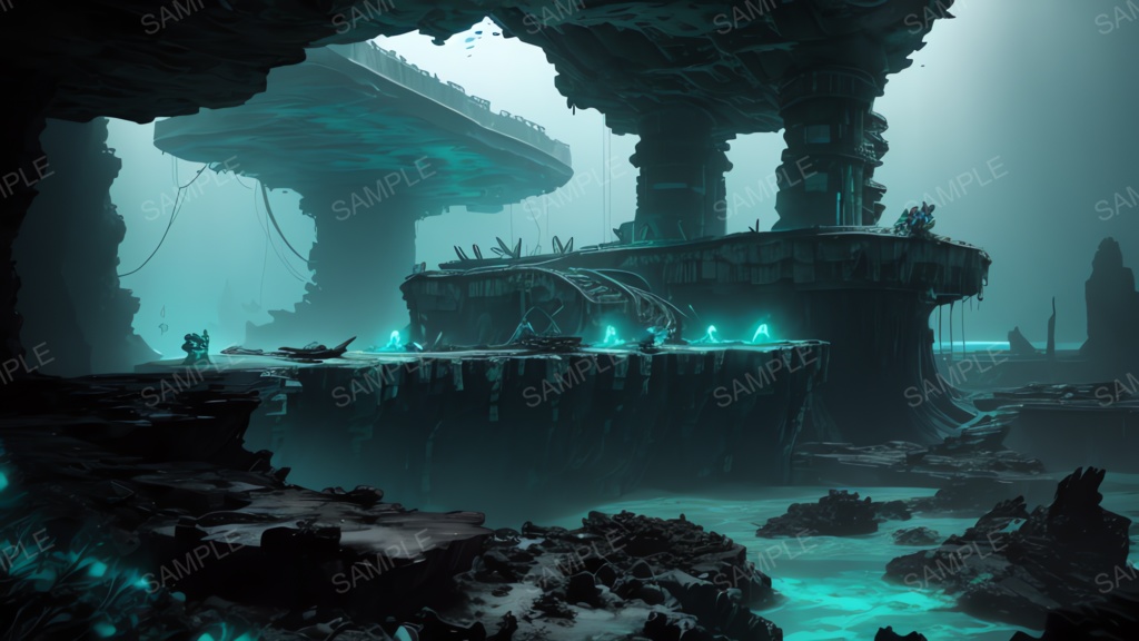 退廃サイバーパンク|海底都市の残骸 part1|10枚セット