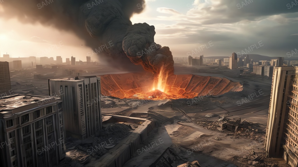 退廃サイバーパンク|隕石衝突した都市|10枚セット