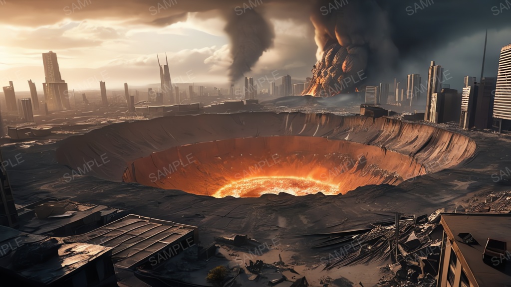 退廃サイバーパンク|隕石衝突した都市|10枚セット