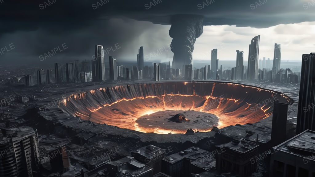 退廃サイバーパンク|隕石衝突した都市|10枚セット