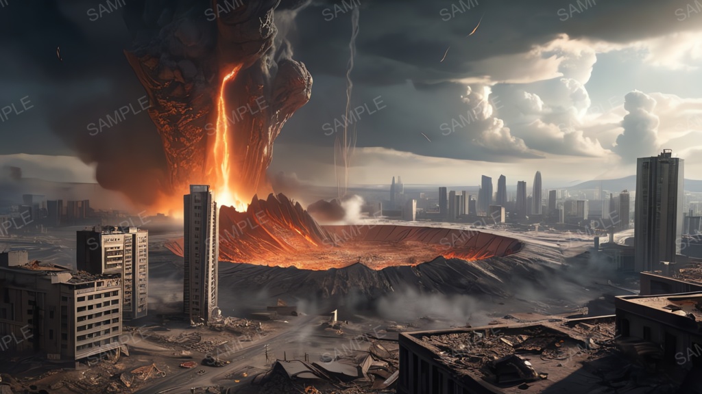 退廃サイバーパンク|隕石衝突した都市|10枚セット