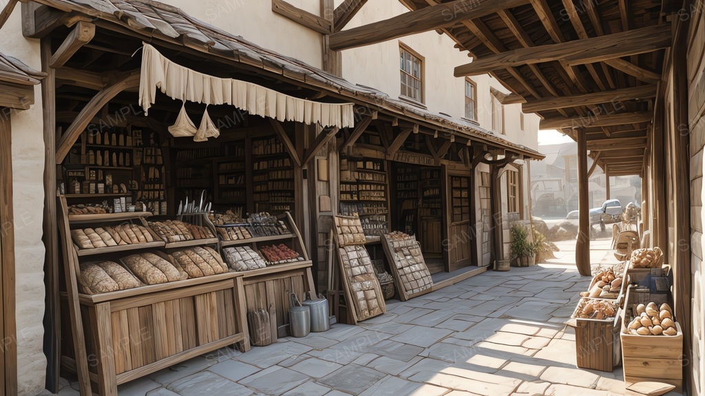 中世ファンタジー|街道沿い交易街の商店|10枚セット