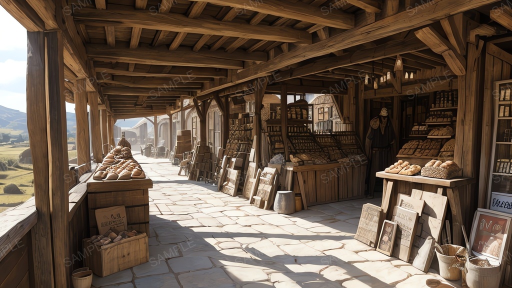 中世ファンタジー|街道沿い交易街の商店|10枚セット