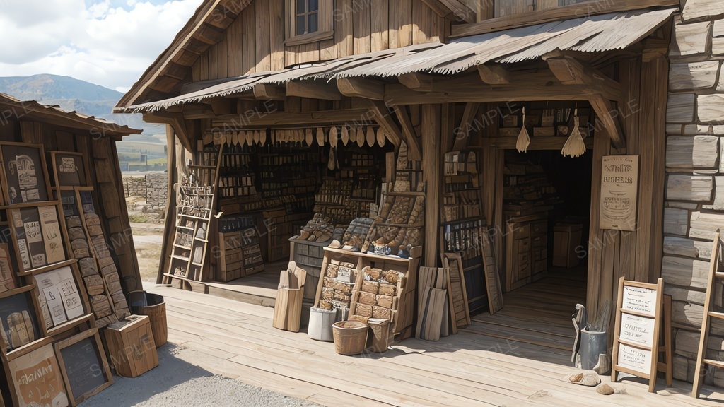 中世ファンタジー|街道沿い交易街の商店|10枚セット