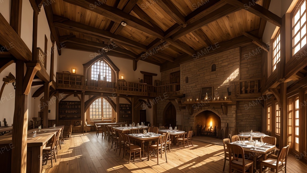 中世ファンタジー|城下町のレストラン開店前|10枚セット