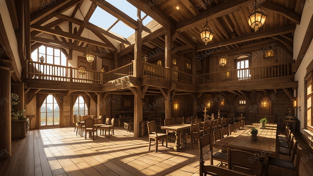 中世ファンタジー|城下町のレストラン開店前|10枚セット